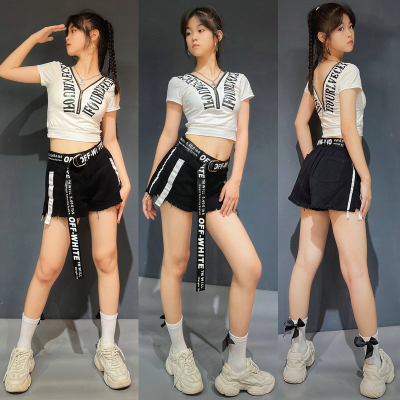 辣妹学院风爵士舞服装韩舞女团演出服啦啦队操运动跳舞表演套装夏