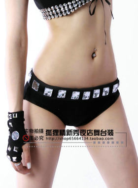 钢管舞低腰短裤女歌手水钻演出服