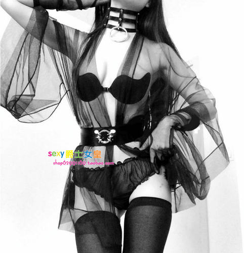 酒吧女歌手黑色披风外套演出服