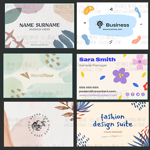 ins童趣色块涂鸦风简约名片模板psd素材