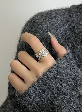 韩版不规则纹理戒指女几何设计感百搭气质开口指环小众个性食指戒