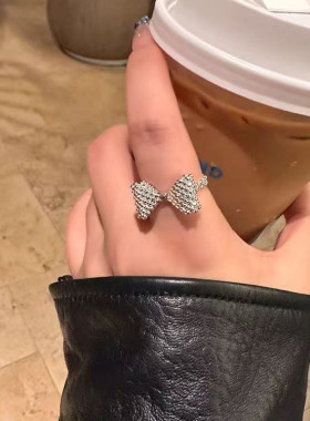 甜美气泡蝴蝶结戒指女精致优雅小众设计感开口指环ins风食指戒潮