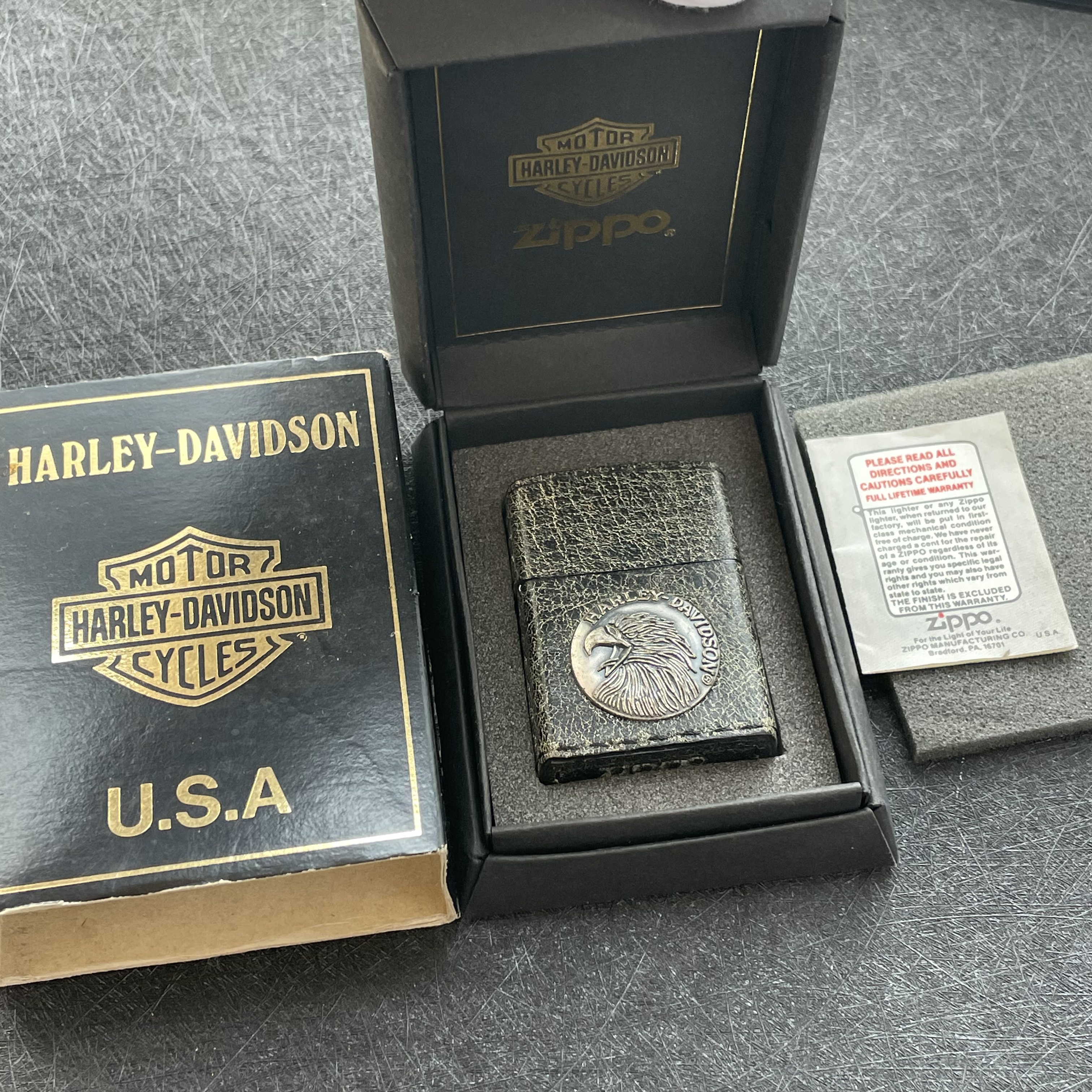 Zippo原装正品 1995年 哈雷 荔枝皮 雏鹰