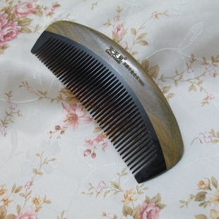 天天见天然绿檀木梳子牛角梳无静电檀香木宽齿按摩家用生日礼物女