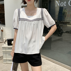 Real shot spring and summer Korean New Navy style shirt loose and versatile striped shirt real price
