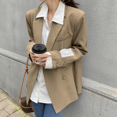 Real shot spring Korean casual style suit coat loose and versatile suit with shoulder pad at real price