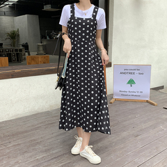 Real shot spring and summer Korean new high waist slim sleeveless strap floral dress real price