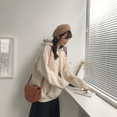 Real Price of Hat Embroidered Drawstring and Fleece Loose Kangaroo Jacket in Autumn and Winter Korean Edition