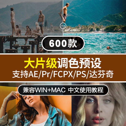 ps调色预设人像滤镜插件好莱坞电影级胶片AE/PR/FCPX/达芬奇/LUTS