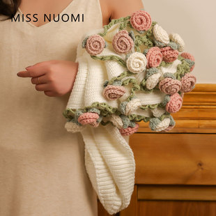 网红法式玫瑰花毛毯变花束毯成品手工午睡床边送女友创意礼物毯子