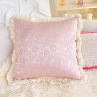 American-style light luxury pink throw pillows, high-end retro red velvet pillow covers, sofa, living room headboard, bay window waist cushions thumbnail 2