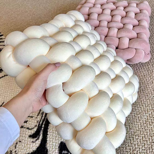 奶油风手工编织抱枕靠背网红靠枕