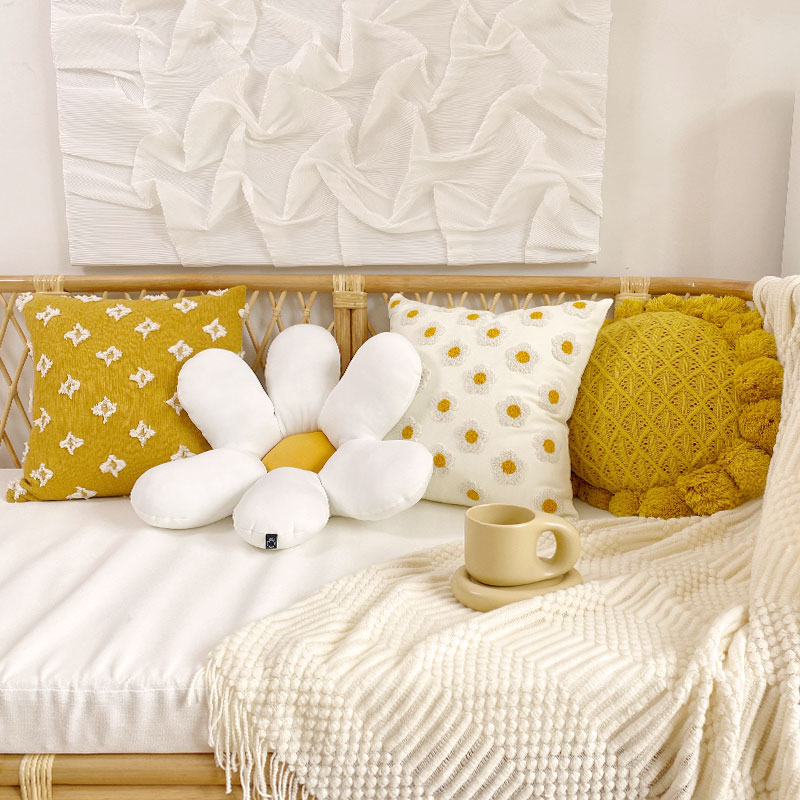 小雏菊花朵抱枕田园轻奢床上靠枕