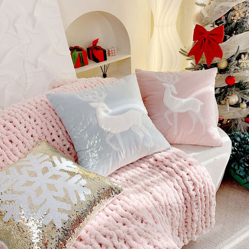 ins风圣诞抱枕麋鹿雪花沙发靠垫