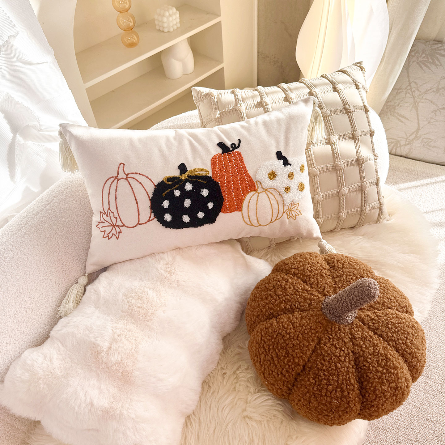 法式复古美拉德抱枕轻奢南瓜腰枕