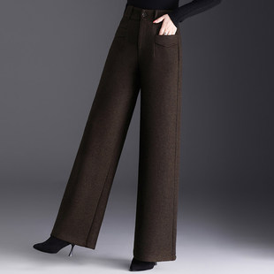 加厚女裤子2025新款今年流行爆款休闲裤羊毛呢阔腿裤高腰休闲长裤