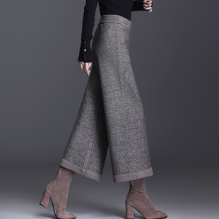 垂感休闲裤 羊毛呢阔腿裤 宽松大脚女裤 2025秋冬新款 女小个子九分裤
