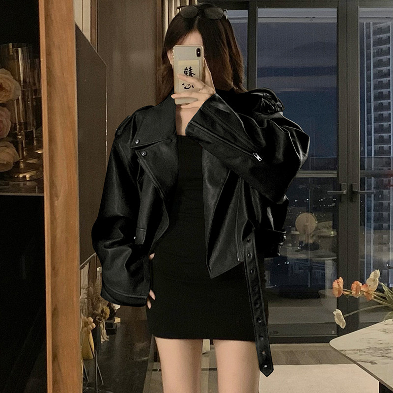 CC684-P103美拉德棕色重工机车pu皮衣外套秋短款男女新款痞帅,男装皮衣,星座1611A-1