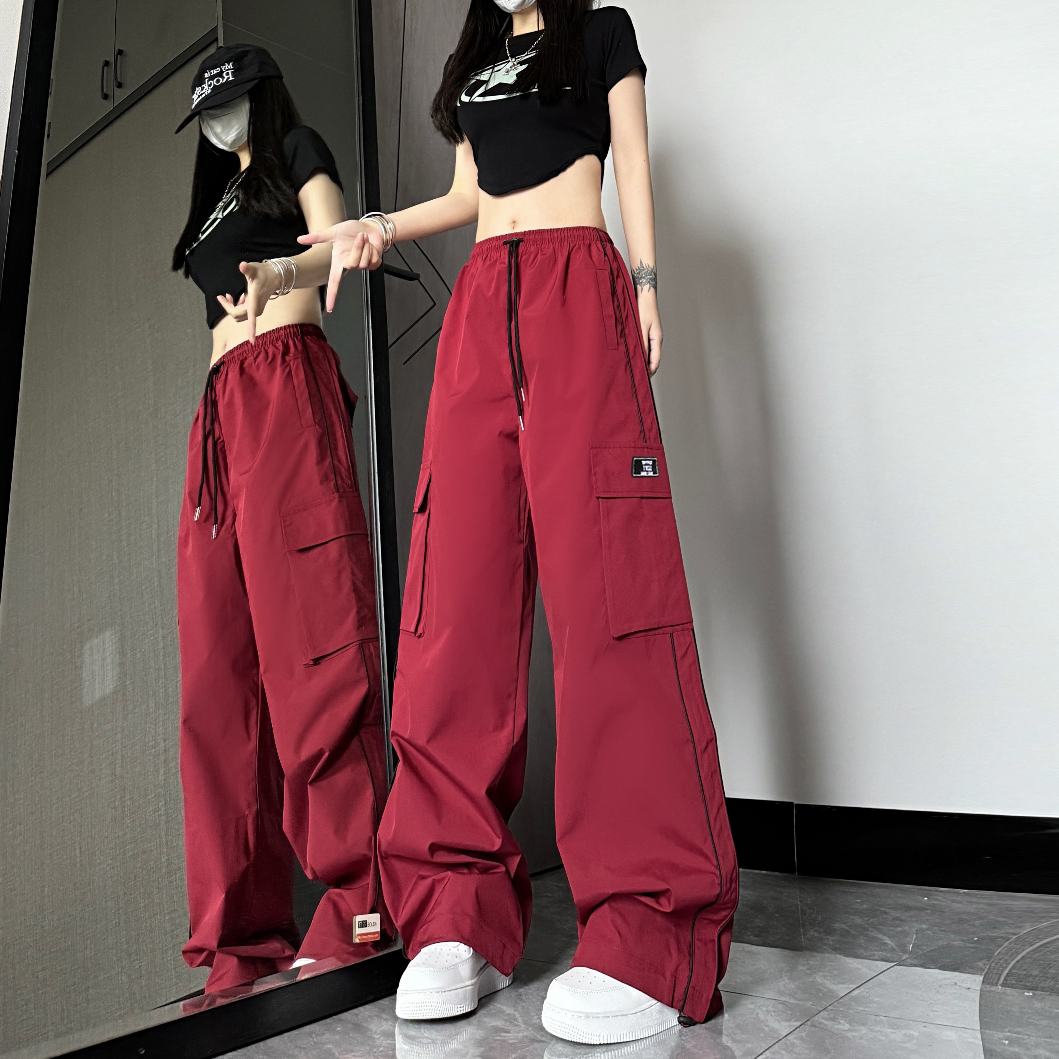 CC680-P53多巴胺工装裤女春夏新款宽松hiphop阔腿裤子休闲裤,男装工装外套,星座1611A-1