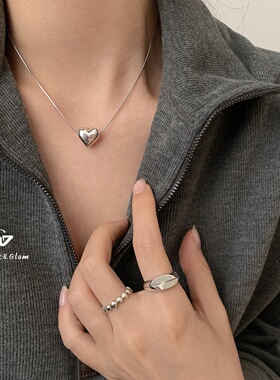 ins风高级感立体爱心吊坠项链