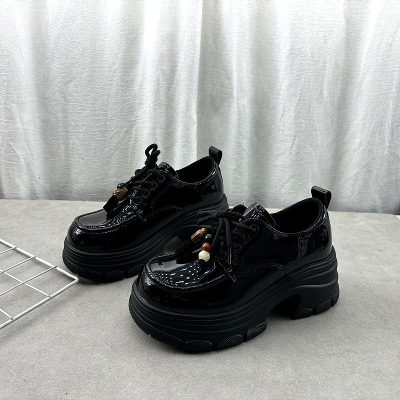 春季新款2026学院风厚底系带休闲鞋防滑松糕鞋增高百搭系带女单鞋,女鞋,时尚休闲鞋,淘宝优惠券,粉丝福利购,淘宝优惠卷