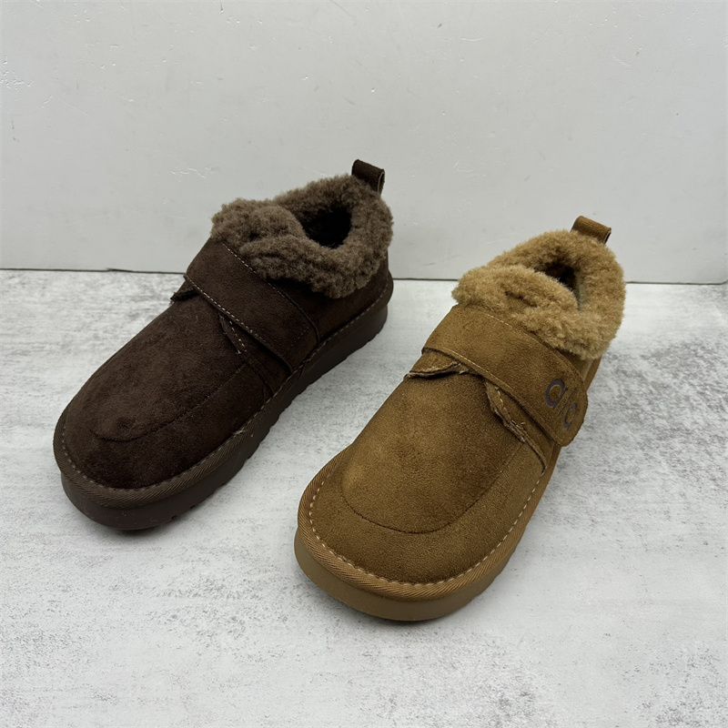 工厂处理2025冬季新款加绒勃肯鞋保暖加绒休闲鞋魔术贴懒人女鞋