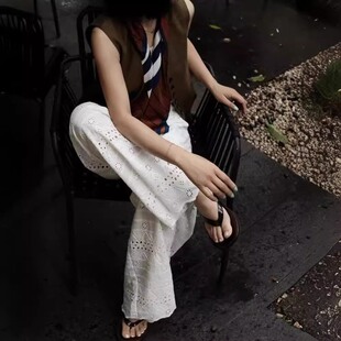 裤子2024新款今年流行爆款法式薄款白色蕾丝刺绣裤大码女装休闲裤