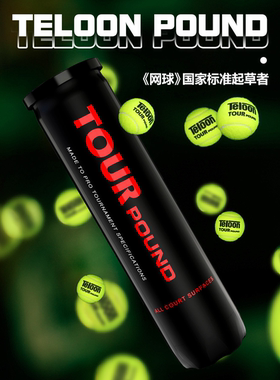 正品 teloon天龙网球4粒装Pound P4高弹耐磨气压足比赛训练用球