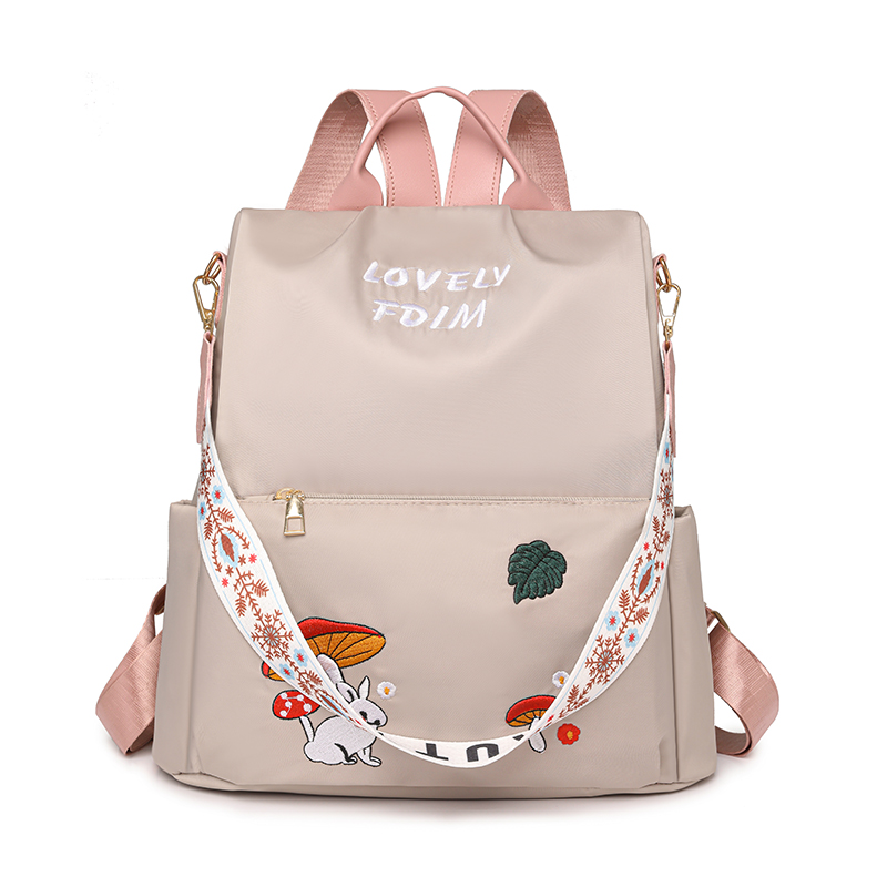 牛津布双肩包女士新款夏防盗2025旅行时尚刺绣帆布包包大容量背包