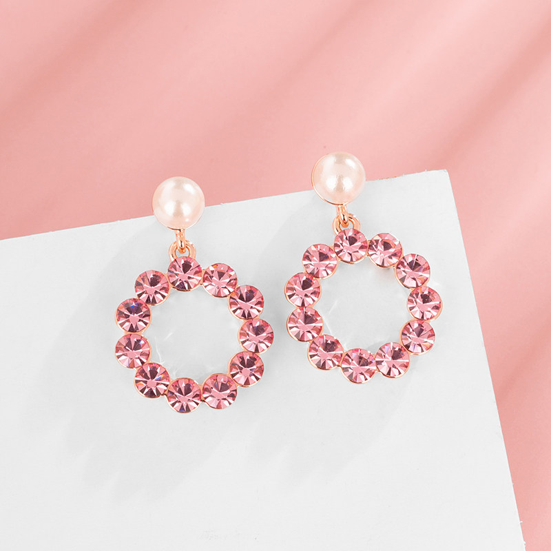 h655韩版时尚耳饰 甜美女生耳环 粉色爱心银针耳钉 小清新耳饰