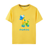 2026年新年短袖 T恤酒红色衣服可爱卡通气球小马HORSE新年趣味衣服