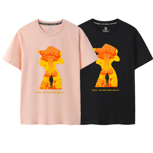 芭比奥本海默Barbenheimer电影周边短袖T恤联名粉色原子弹日本