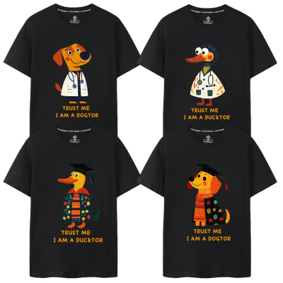 2025短袖T恤Trust Me I'm a DOGTOR狗医生鸭子博士DUCKTOR情侣装