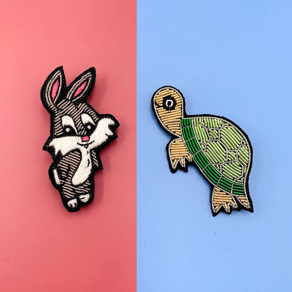 手工刺绣疯狂动物城流氓兔胸针龟兔赛跑寓言动物胸针胸花配饰领针