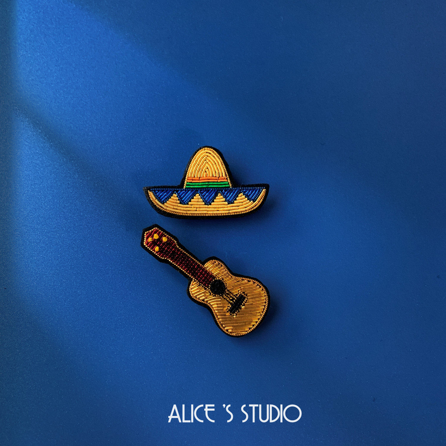 新品手工刺绣传统墨西哥特色宽边草帽吉他胸针创意胡子胸花配饰潮