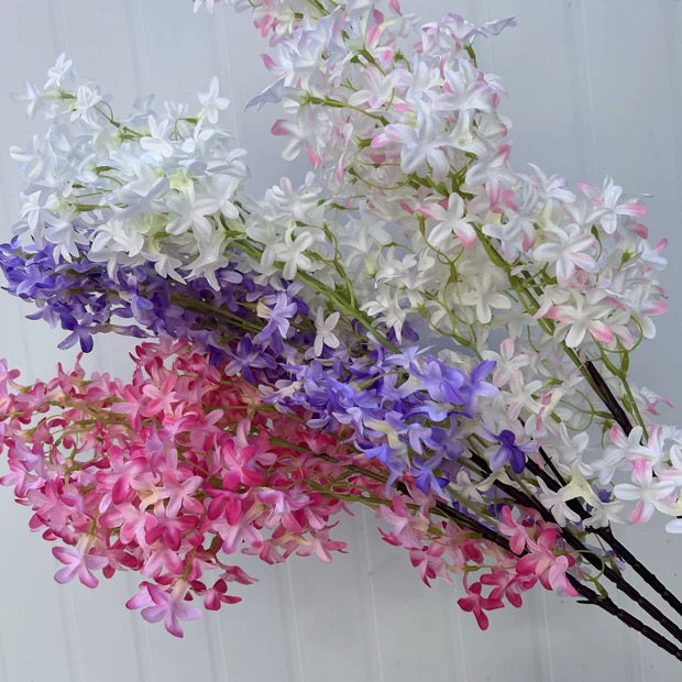 仿真丁香花绢布家居酒店吊顶婚庆路引花卉拱门装饰十字长枝樱花