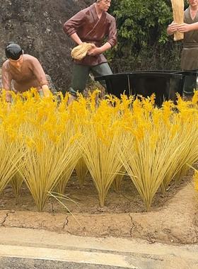 新款仿真金黄色稻穗 水稻大麦穗 水稻拍摄道具梯田模型稻谷稻田