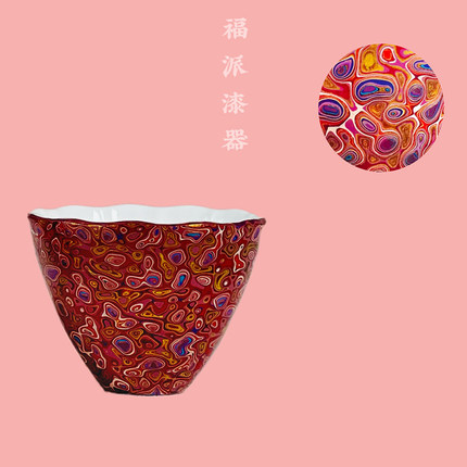 福州传统漆器工艺品木胎大漆主人杯犀皮漆螺钿漆珠