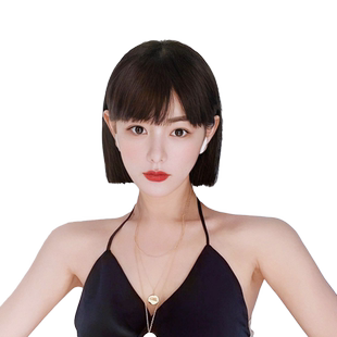 假发短发女真发全头套真人发波波头一刀切漫画齐刘海自然修脸bobo