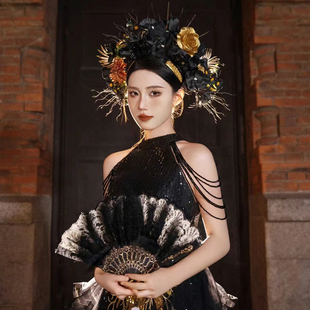 成品泉州浔浦女簪花头饰民族风头簪高端仿真鲜花发箍簪花新款头饰