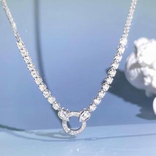 18K金钻石项链男女珠宝真钻翡翠吊坠彩宝高货多用调节锁骨链AU750