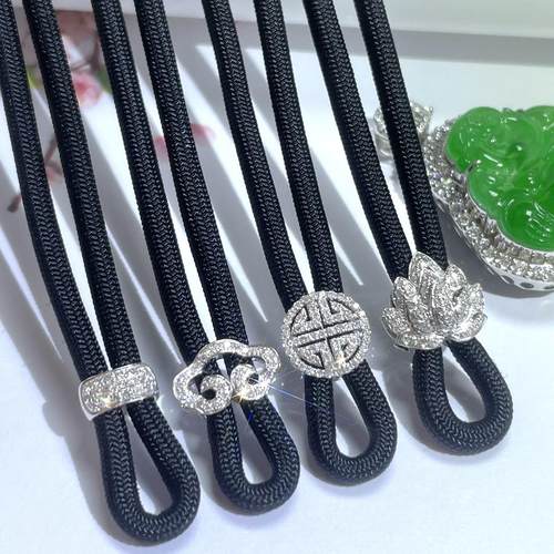 18k金钻石翡翠高货绳吊坠挂绳