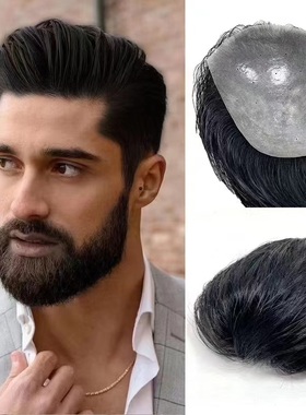 男士生物头皮假发短发寸发郭德纲头型飞机头光头佩戴源头工厂包邮