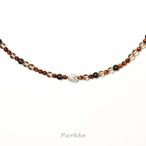 Parkko琥珀枫林复古林茶水晶项链