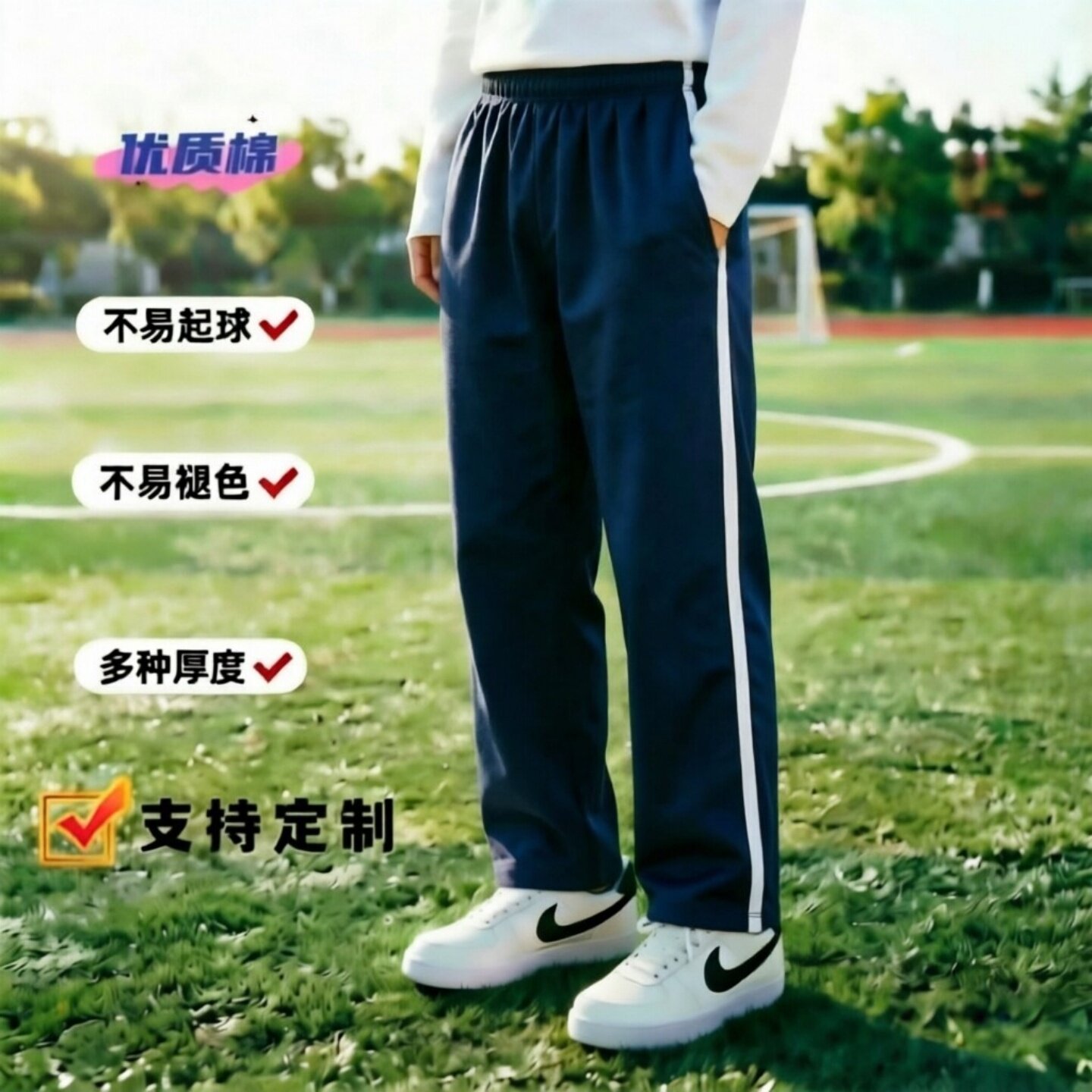 定制全棉四季男女直筒校服裤
