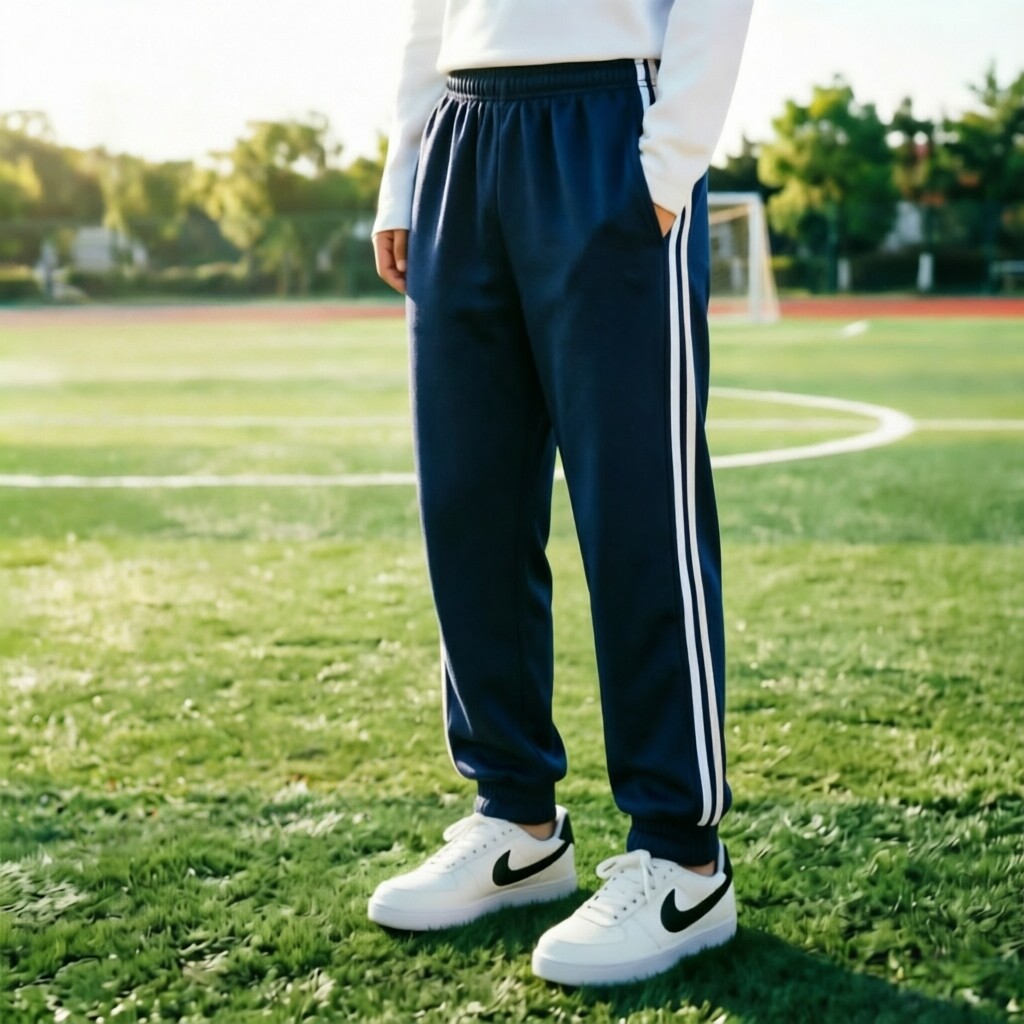 定制秋春夏秋全棉藏青经典白边运动休闲裤高腰束口男女学生校服裤