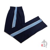 定制藏青色全棉春夏秋款 镶天蓝靠袋白边中小学生高腰宽松百搭校裤