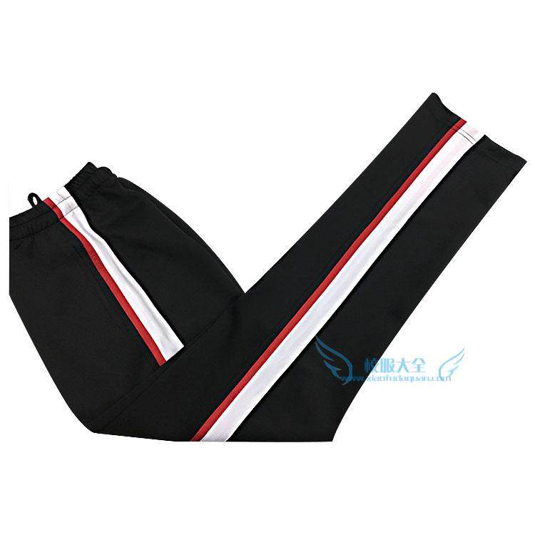 运动校服裤男长裤白宽条红细边春夏秋季款直筒宽松学生大码卫裤女