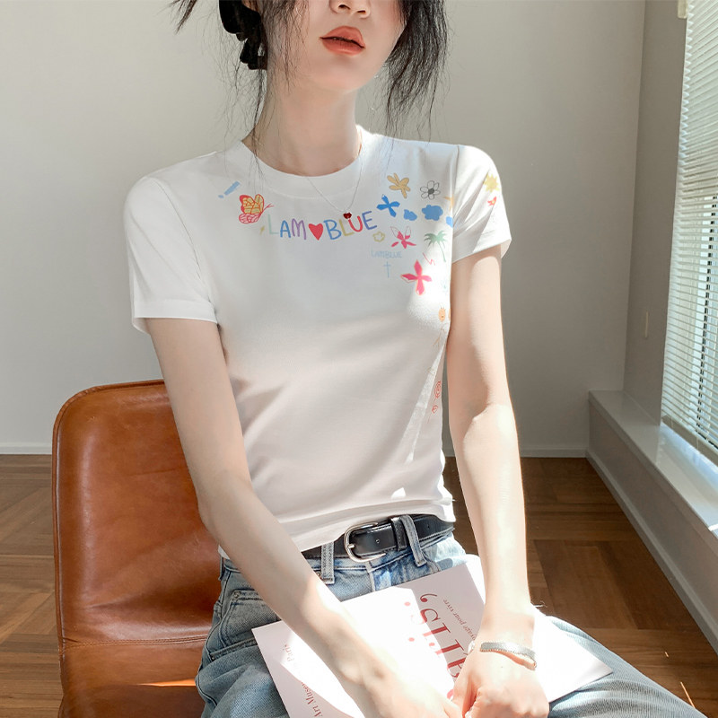歌倍尚涂鸦短袖t恤女夏