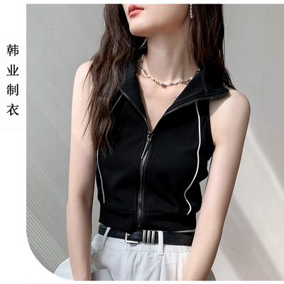 拉链无袖背心女小众甜辣上衣